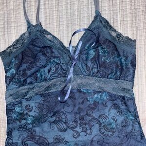 CIDER Lacy Blue Patterned Camisole